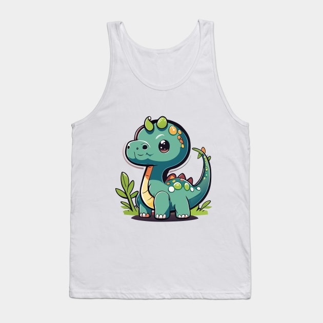 Adorable Brachiosaurus Delight: A Cute Dino for All Ages Tank Top by linann945